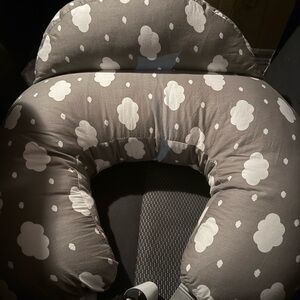 Gray Cloud Nursing/Breastfeeding Pillow Cover with White Cloud Print